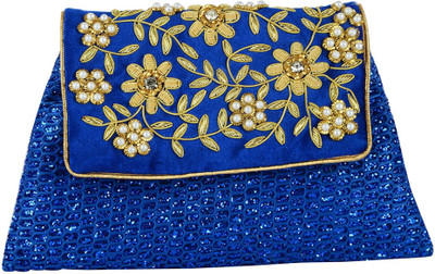 

Tooba Handicraft Women Evening/Party Blue Leatherette Sling Bag