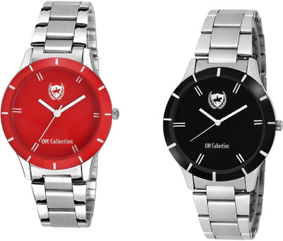 View OM Collection Watch Combo for Girls/Women Beautiful Black and Red case and Dail unique with high quality for Party Wedding | Casual Watch | Formal Watch | Sport Watch | Fashion Wrist Watch For Women/Girls/Ladies omwt-32(Set of 2) omwt Watch  - For Girls Wrist Watches Price Online(OM Collection)