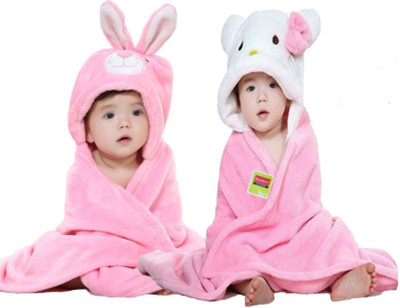 

BRANDONN Animal  Hooded Baby Blanket(Polyester, Pink