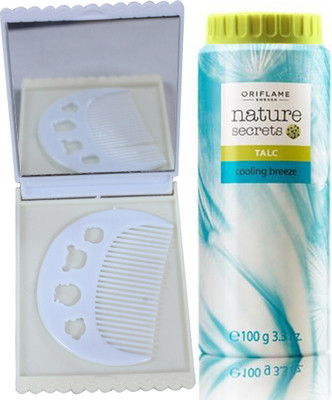 Oriflame Sweden Nature Secrets Talc Cooling Breeze (100g) (25444) With Comb & Mirror Set(Set of 3)