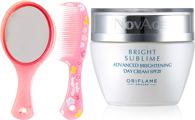 

Oriflame Sweden NovAge Bright Sublime Advanced Brightening Day Cream SPF20 50ml (32803) With Mirror Comb Set(Set of 3)