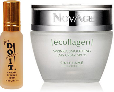 

Oriflame Sweden NovAge Ecollagen Wrinkle Smoothing Day Cream SPF 15 50ml (31544) With Just Doit Perfume 30ml(Set of 2)