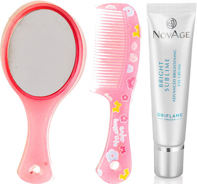 

Oriflame Sweden NovAge Bright Sublime Advanced Brightening Eye Cream 15ml (32804) With Mirror Comb Set(Set of 3)