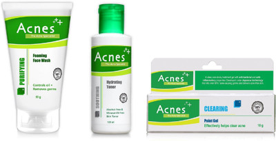 

Acnes Introductory Treatment Kit-Purifying Foaming Face Wash-50gm, Soothing Hydrating Toner 120-ml, Clearing Point Gel 10-gm(Set of 3)