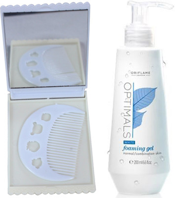 

Oriflame Sweden Optimals Whitening Cleanser- Normal/Combination Skin 200ml (26650) With Comb Mirror Set(Set of 3)