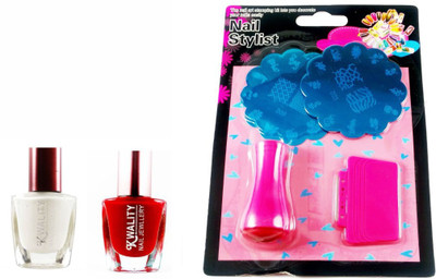 

Iris 7 Premium Nail Art Stamp Kit (2 Image Plate) with Red and White Nail Paint(Set of 3)