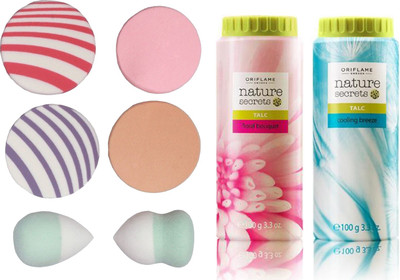 

Oriflame Sweden Nature Secrets Talc Floral Bouquet & Cooling Breeze (100+100g) (25440+25444) With Puff Sponge(Set of 8)