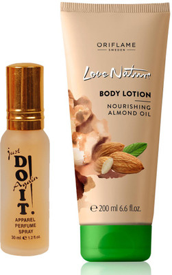 

Oriflame Sweden Love Nature Body lotion with Nourishing Almond Oil 200ml (32617) With Just Doit Parfume 30ml(Set of 2)