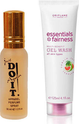 

Oriflame Sweden Essentials Fairness Multi-Benefit Gel Wash 125ml (32699) With Just Doit Parfume 30ml(Set of 2)