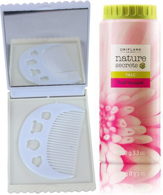 

Oriflame Sweden Nature Secrets Talc Floral Bouquet (100g) (25440) With Comb & Mirror Set(Set of 3)