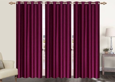 sam sho nik 274 cm (9 ft) Polyester Room Darkening Long Door Curtain (Pack Of 3)(Solid, Wine)