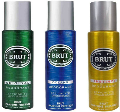 

Brut Original, Ocean and Instinct Deodorant Spray Pack of 3 Combo (200ML each) 600ML Deodorant Spray - For Men(600 ml, Pack of 3)