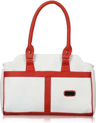 Aisna Hand-held Bag(White, Red), Red;white