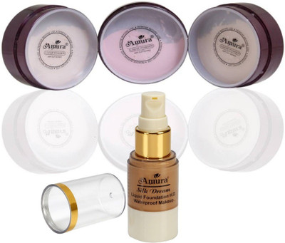 

Amura Loose Face Powder Compact and Silk Dream Liquid Foundation HD Combo