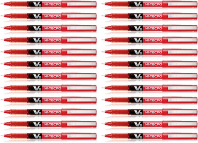 PILOT Hi-tecpoint V5 Roller Ball Pen(Pack of 24, Ink Color - Red)