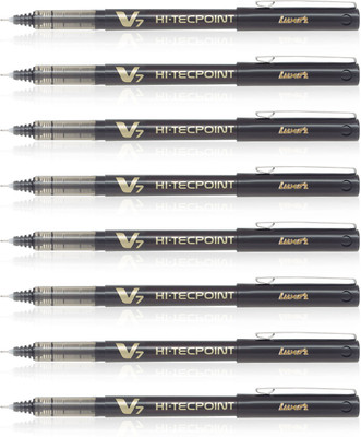 PILOT Hi-Tecpoint V7 Roller Ball Pen(Pack of 8, Ink Color - Black)