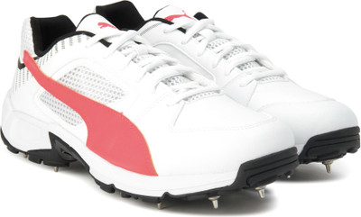

Puma Team Full Spike Cricket Shoes For Men(White, Puma white-fiery coral-puma bl