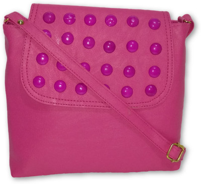 

Rapidcostore Girls Casual Pink Leatherette Sling Bag