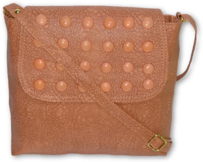 

Rapidcostore Girls Casual Beige Leatherette Sling Bag