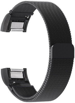 

higar STAINLESS STEEL MILANESE LOOP STRAP FOR FITBIT CHARGE 2 Smart Watch Strap(Black)