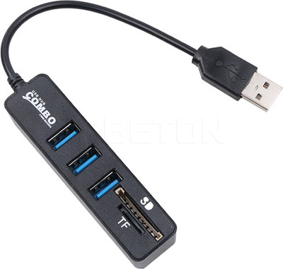 

Freya 3 PORT 2.0 USB HUB + MULTIPLE Combo Card Reader USB Adapter(Black)