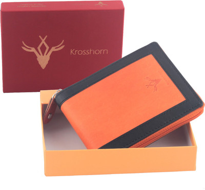 

Krosshorn Men Orange Genuine Leather Wallet(6 Card Slots)