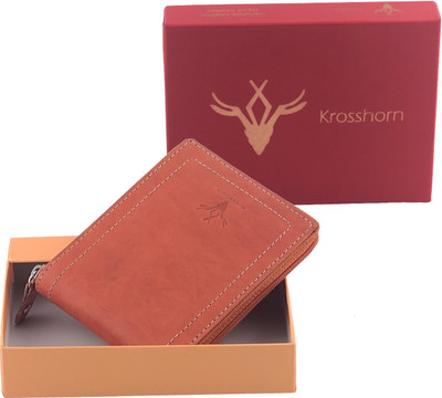 

Krosshorn Men Tan Genuine Leather Wallet(6 Card Slots)