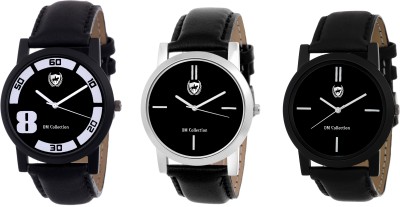 Om collection Watch Combo Men/Boys Beautiful Black and Silver Case with Black Dail and Black Leather Strap| Party Wedding | Casual Watch | Formal Watch | Sport Watch | Fashion Wrist Watch For Boys and Men | Watch Combo 3 Pcs-omwt50(Set of 3) Watch  - For Men   Watches  (OM Collection)