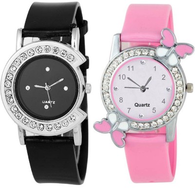 Rage Enterprise New Stylish Diamond Black C & Pink Butterfly Women Watch  - For Girls   Watches  (Rage Enterprise)