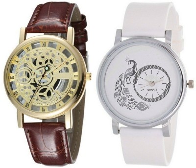 Talgo New Arrival Red Robin Season Special RROPENBRDIALMOREWH New Special Collection Gold Round Dial Transparent Formal Party Wear Leather Strap and White Colour Round Dial Rubber Strap RROPENBRDIALMOREWH Watch  - For Men & Women   Watches  (Talgo)