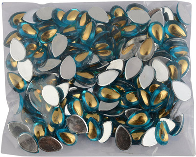 

GOELX Gold Foiled Turquoise Blue Drop Shape Stones/Kundans for Jewellery Making/Decorating & Craft Work
