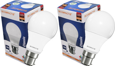 

Compact 7 W Round B22 LED Bulb(White, Pack of 2)