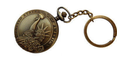 

JOSHISNEST Designer Vintage United States of America Pocket Watch Key Chain(Brown)