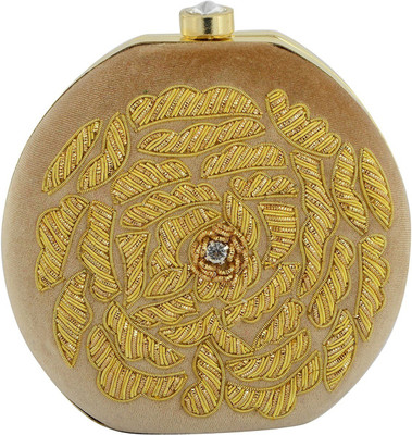 

Tooba Handicraft Party Gold Clutch