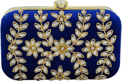 

Tooba Handicraft Party Blue Clutch