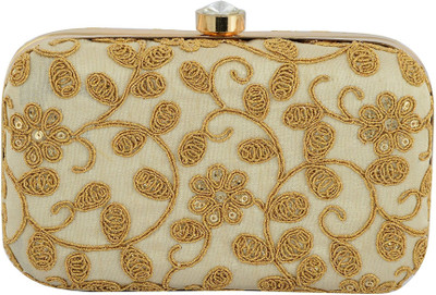 Tooba Handicraft Party Gold Clutch
