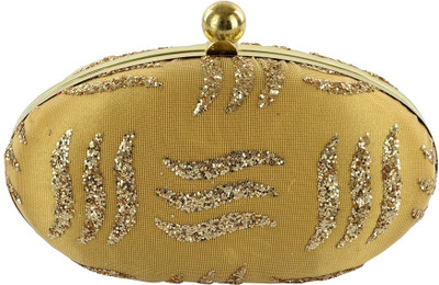

Tooba Handicraft Party Gold Clutch