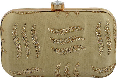 

Tooba Handicraft Party Gold Clutch