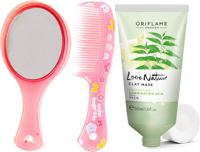 

Oriflame Sweden Love Nature Clay Mask Neem 50ml (32043) With Mirror Comb Set(Set of 3)