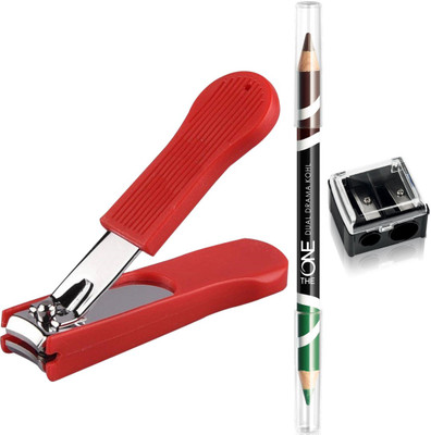 

Oriflame Sweden The ONE Dual Drama Kohl Eye Pencil 1.65g ( Green Mocha - 33253 ) & Dual Pencil Sharpener (27730) With Nail Cutter(Set of 3)