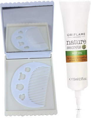 

Oriflame Sweden Nature Secrets Hot Oil for Dry and Damaged Hair Wheat & Coconut 15ml (22698) With Comb & Mirror Set(Set of 3)