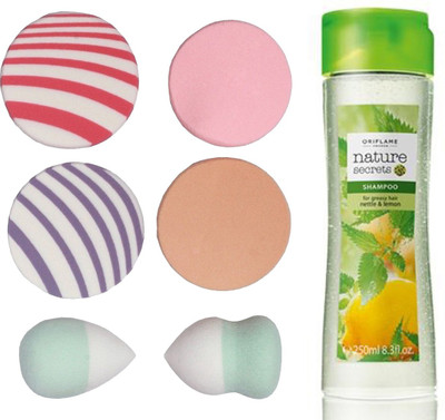 

Oriflame Sweden Nature Secrets Shampoo for Greasy Hair Nettle & Lemon 250ml (22701) With Puff Sponge(Set of 7)