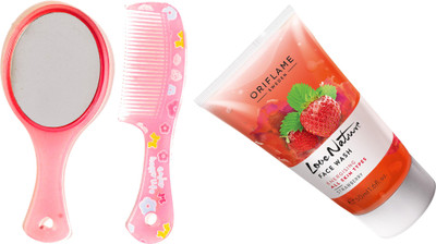 

Oriflame Sweden Love Nature Face Wash Strawberry 200ml (32668) With Mirror Comb Set(Set of 3)