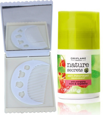 

Oriflame Sweden Nature Secrets Anti-perspirant Deodorant with Energising Mint & Raspberry 50ml (22669) With Comb & Mirror Set(Set of 3)