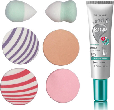

Oriflame Sweden Feet Up Advance Salvation Foot Serum 30ml ( 33030 ) With Puff Sponge(Set of 7)