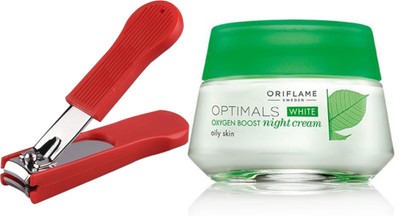 Oriflame Sweden Optimals White Oxygen Boost Night Cream Oily Skin 50ml (26842) With Nail Cutter(Set of 2) available at flipkart for Rs.729