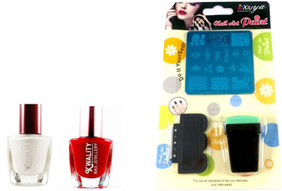 

Iris 7 Premium Nail Art Stamp Kit with Red and White Nail Paint(Set of 3)
