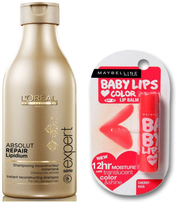 

L'Oreal Absolute LIpidium Shampoo and One Cherry Baby Lips (Set of 2)(Set of 2)
