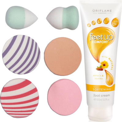 

Oriflame Sweden Feet Up Comfort Daily Softening Foot Cream 150ml ( 32369 ) With Puff Sponge(Set of 7)