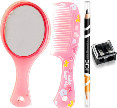 

Oriflame Sweden The ONE Dual Drama Kohl Eye Pencil 1.65g ( Orange Raven - 33252 ) & Dual Pencil Sharpener (27730) With Mirror & Comb Set(Set of 4)